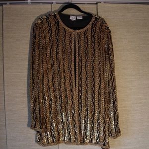 Gorgeous Carina Silk Beaded Jacket Gold on Black